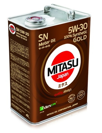 MJ101 MITASU GOLD SN 5W30  (4L) синтетическое мотор.масло для бензинз.дв.(1/6) Япония.