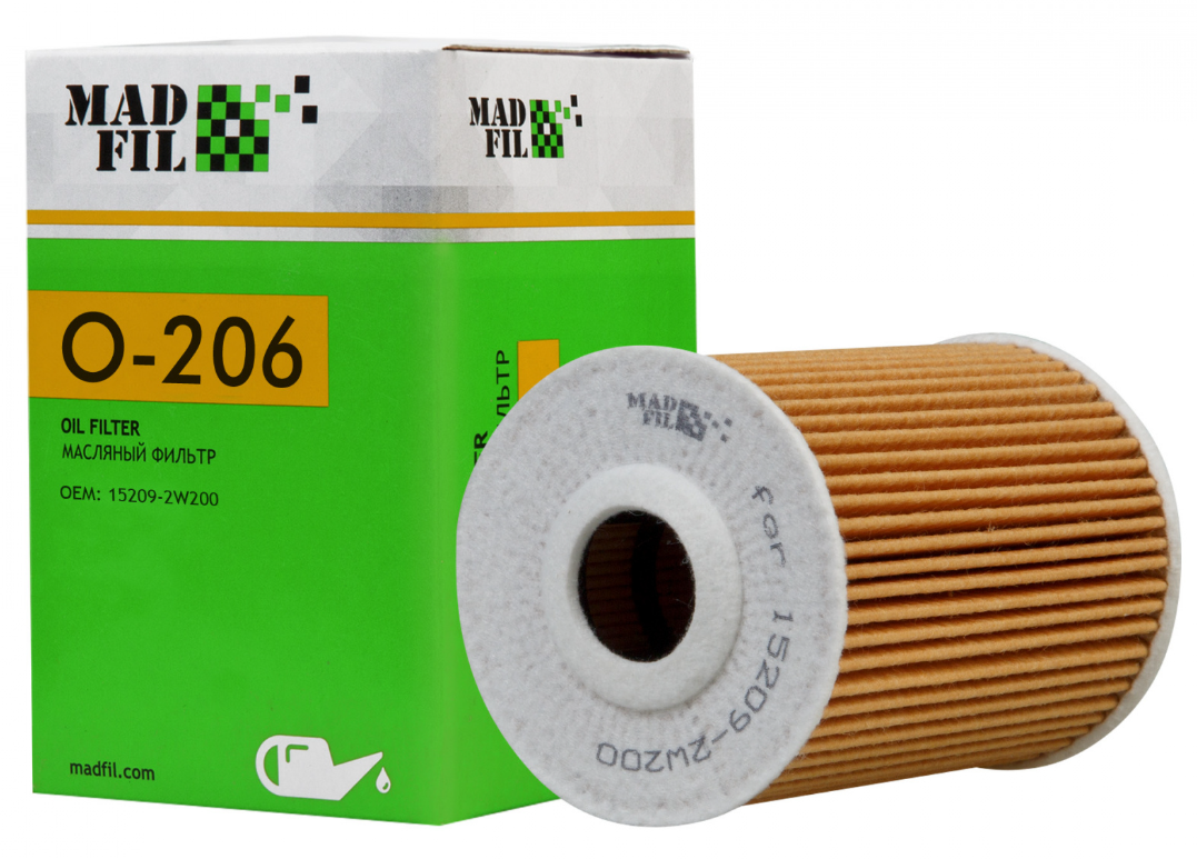 Фильтр масляный MADFIL O-206 NISSAN (15209-2W200)