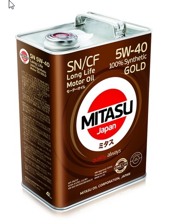 MJ107 MITASU GOLD LL  SN/CF 5W40  (4L) синтет. мотор.масло для бензин. и дизел.дв.(1/6) Япония.