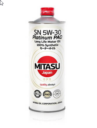 MJ111 MITASU PLATINUM PAO SP 5W30  (1L) синтетическое мотор.масло для бензинз.дв.(1/20) Япония.