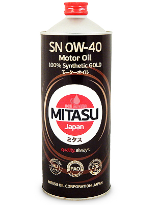 MJ104 MITASU GOLD SN 0W40  (1L) синтетическое мотор.масло для бензинз.дв.(1/20) Япония.